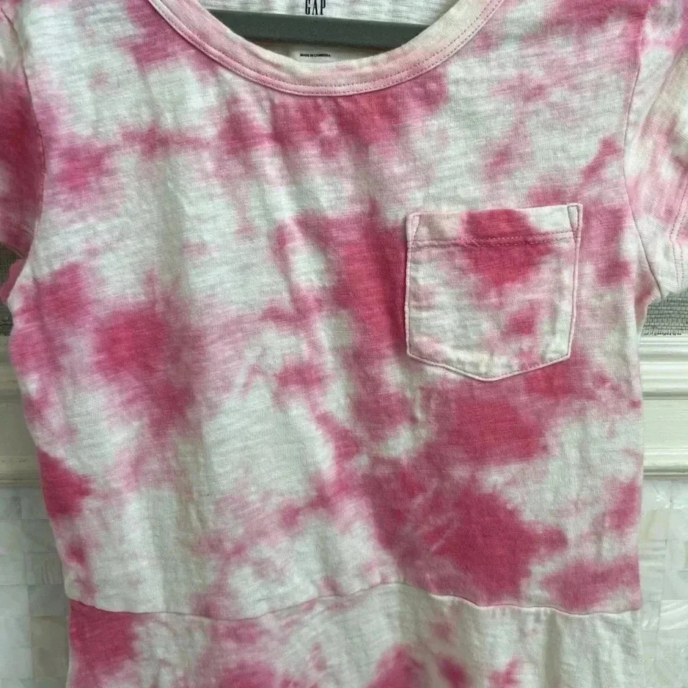 Gap kids girls large pink white tie dye tie dye dress short sleeve